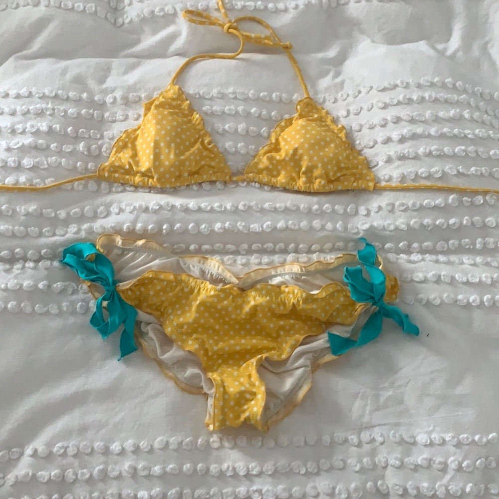 Cheeky yellow polka dot bikini